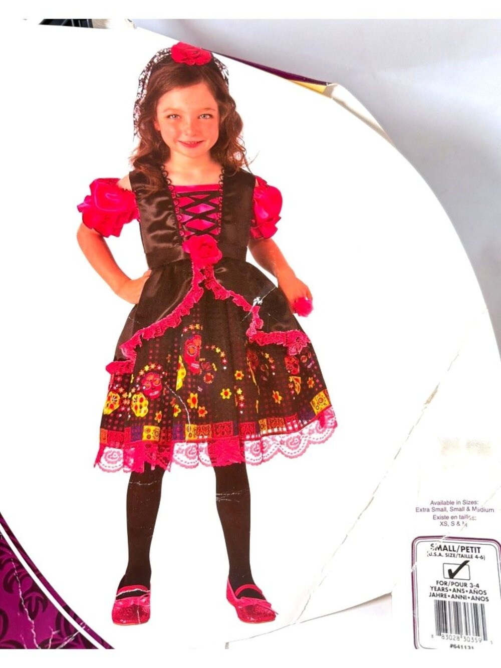 Rubies Day of the dead La Catrina Girls Costume Size Small 3-4 yrs